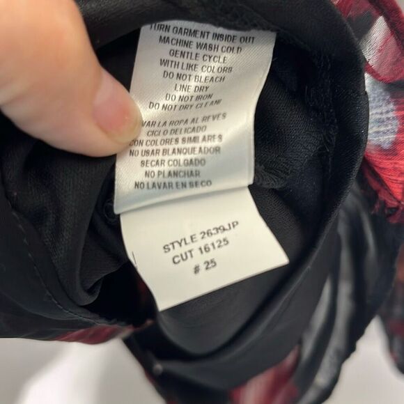 52seven Women's Multicolor Floral Tie Waist Long Sleeve Blouson Blouse Large NWT - Picture 10 of 10